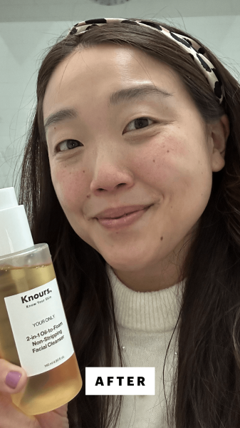 Lee after applying the Knours 2in1 OiltoFoam NonStripping Facial Cleanser